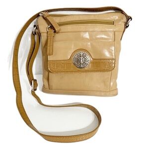 Giani Bernini Leather Convertible Crossbody Shoulder Bag Croc Embossed Trim